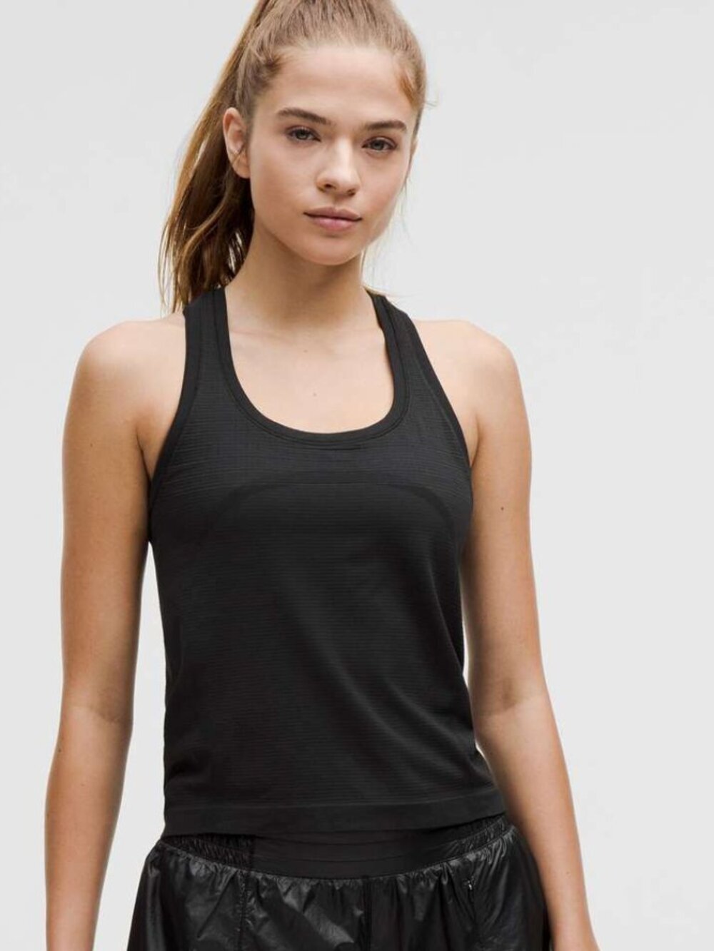 Lululemon Swiftly Tech Racerback Tank Top 2.0 Waist Length*Glow Stripe -10 Black
